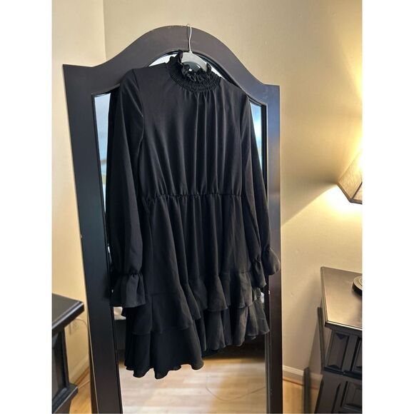 NEW Elegant High Neck Flounce Sleeve High Waist Ruffle L NO BELT - Picture 5 of 5